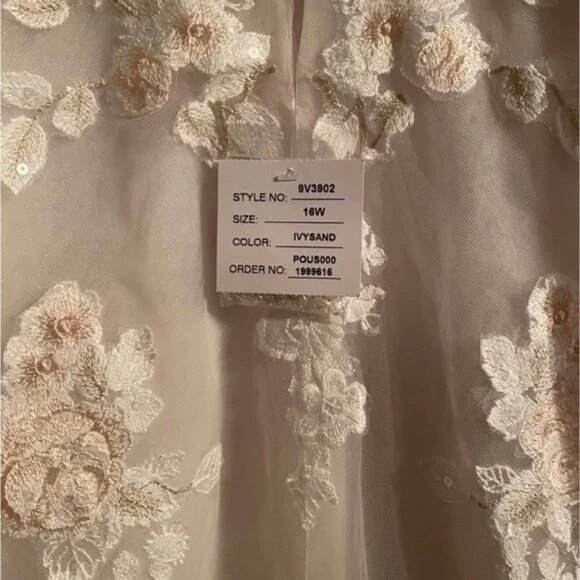 David's Bridal Cream Lace Wedding Dress - Picture 5 of 6